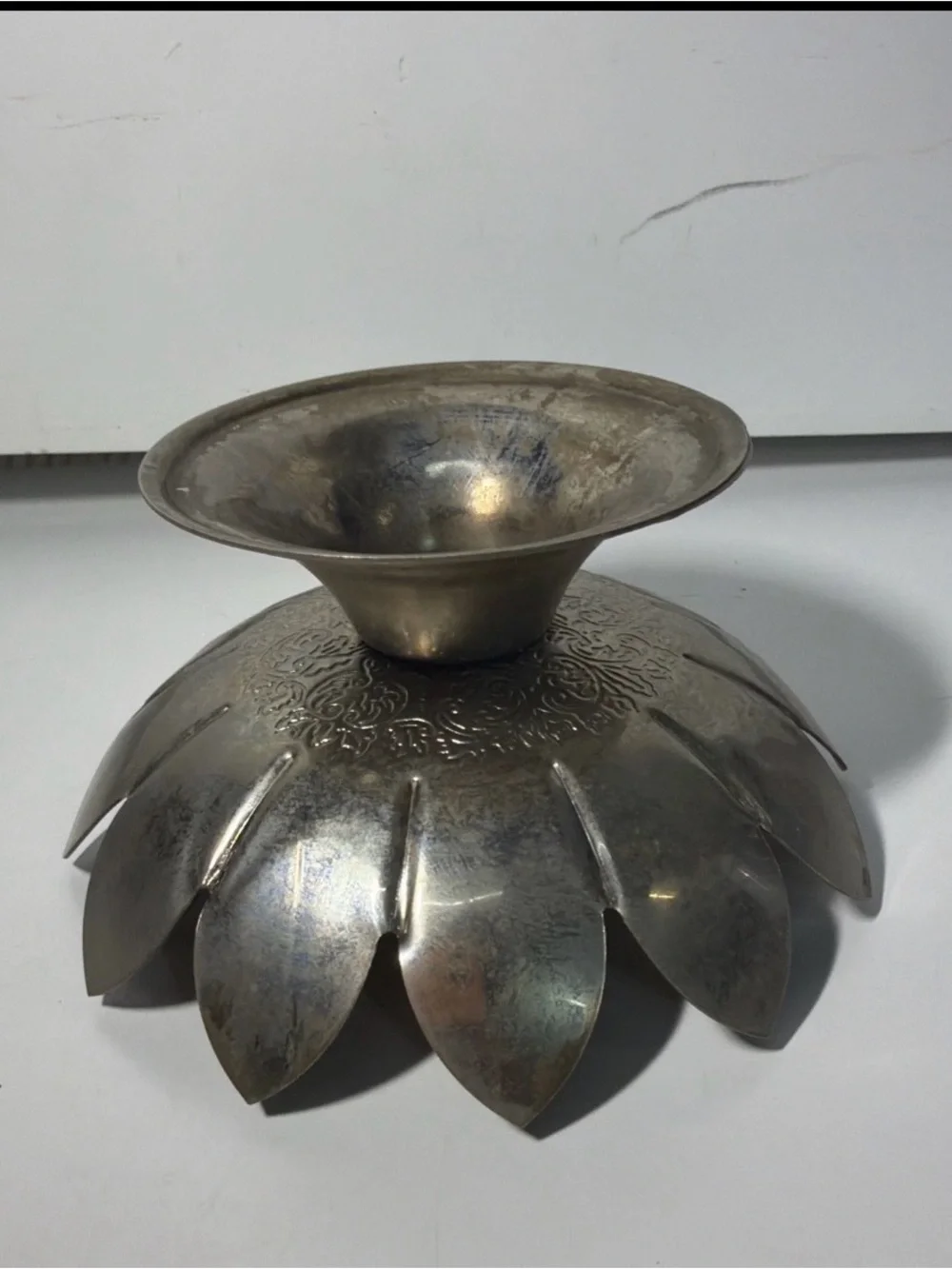 Brass Lotus Candle Holder - Gold Tone